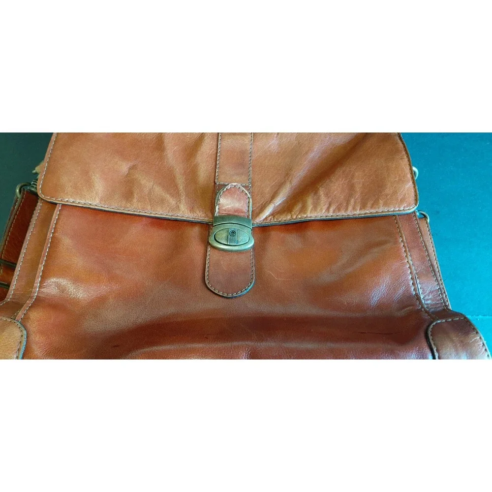 distressed heritage classic vintage executive tan leather briefcase mesenger Bag